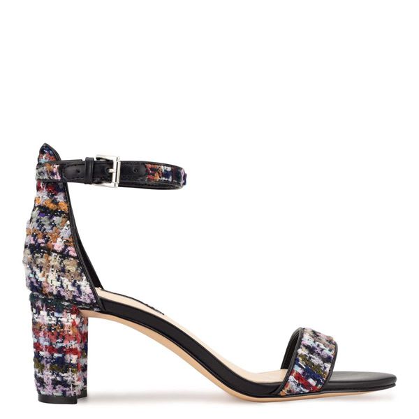 Nine West Pruce Ankle Strap Block Heel Multicolor Heeled Sandals | South Africa 66A68-5Q88